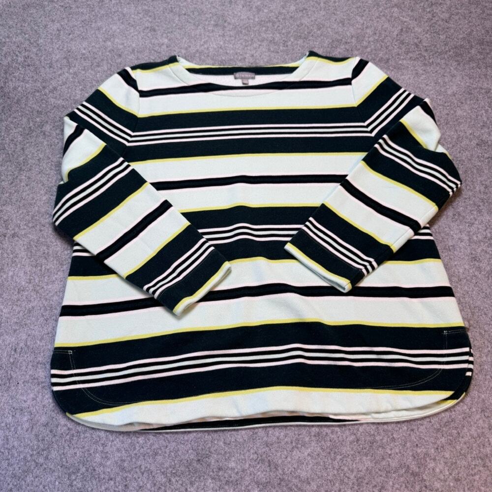 T by Talbots Women XL Petite Striped Pullover Sweatshirt Multicolor